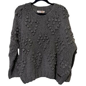 Simply Couture Handmade Gray Popcorn Stitch Pullover Sweater XL